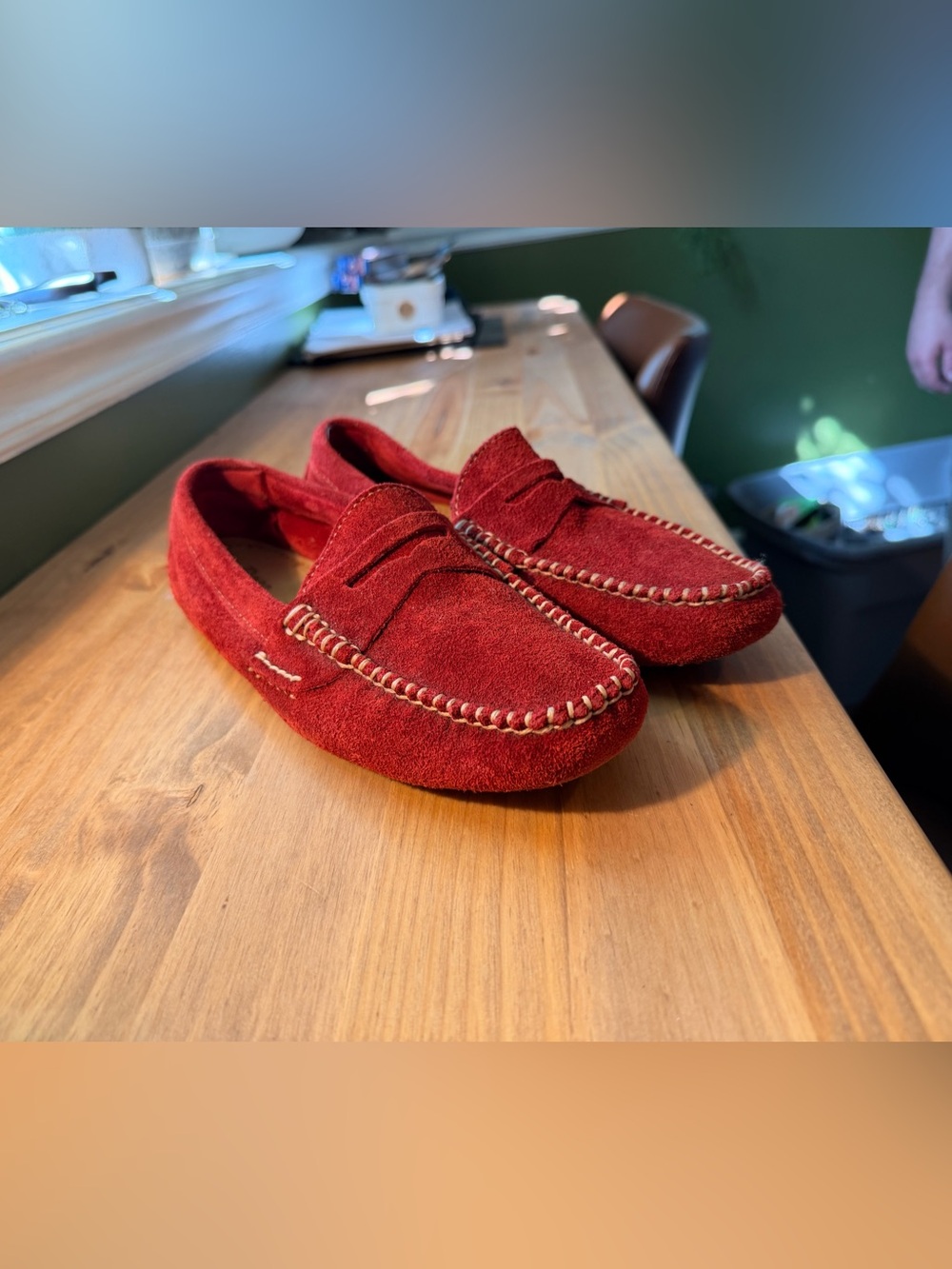 Bass Freeway Women's Red Suede Penny Loafers